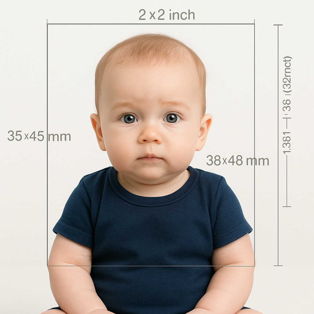 Baby Visa Photo Dimensions for India and Asia